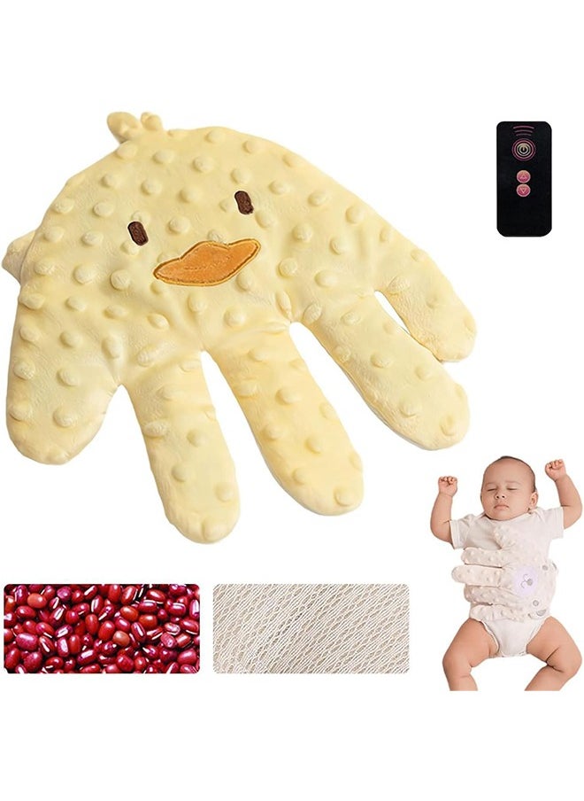 AnnuoYi - Baby Soothing Palm, Baby Patter for Sleep, Startle Prevention Cartoon Animal Baby Pillow, Electric Baby Soothing Palm with Remote Control, for Newborns Baby Girl Baby Boy, Yellow - Image 1