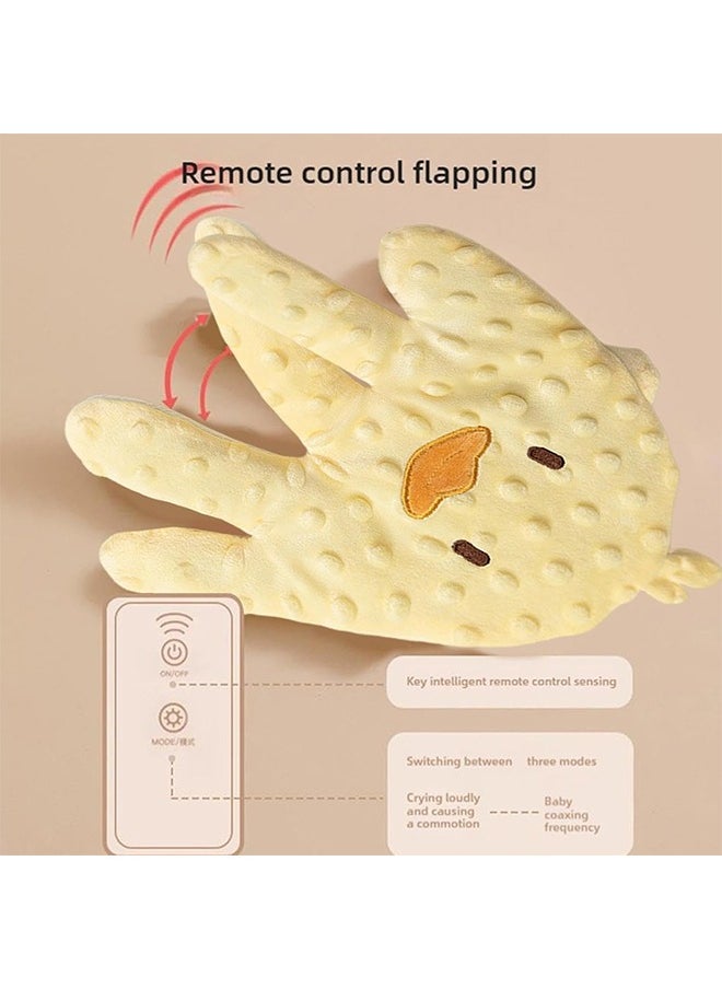 AnnuoYi - Baby Soothing Palm, Baby Patter for Sleep, Startle Prevention Cartoon Animal Baby Pillow, Electric Baby Soothing Palm with Remote Control, for Newborns Baby Girl Baby Boy, Yellow - Image 1