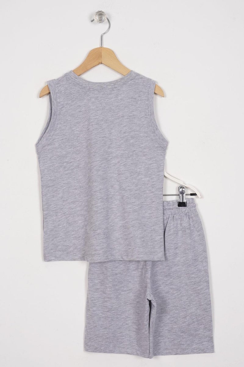 Zepkids Sport Wear Emblem Gray Color Boy Capri Set  - Image 3