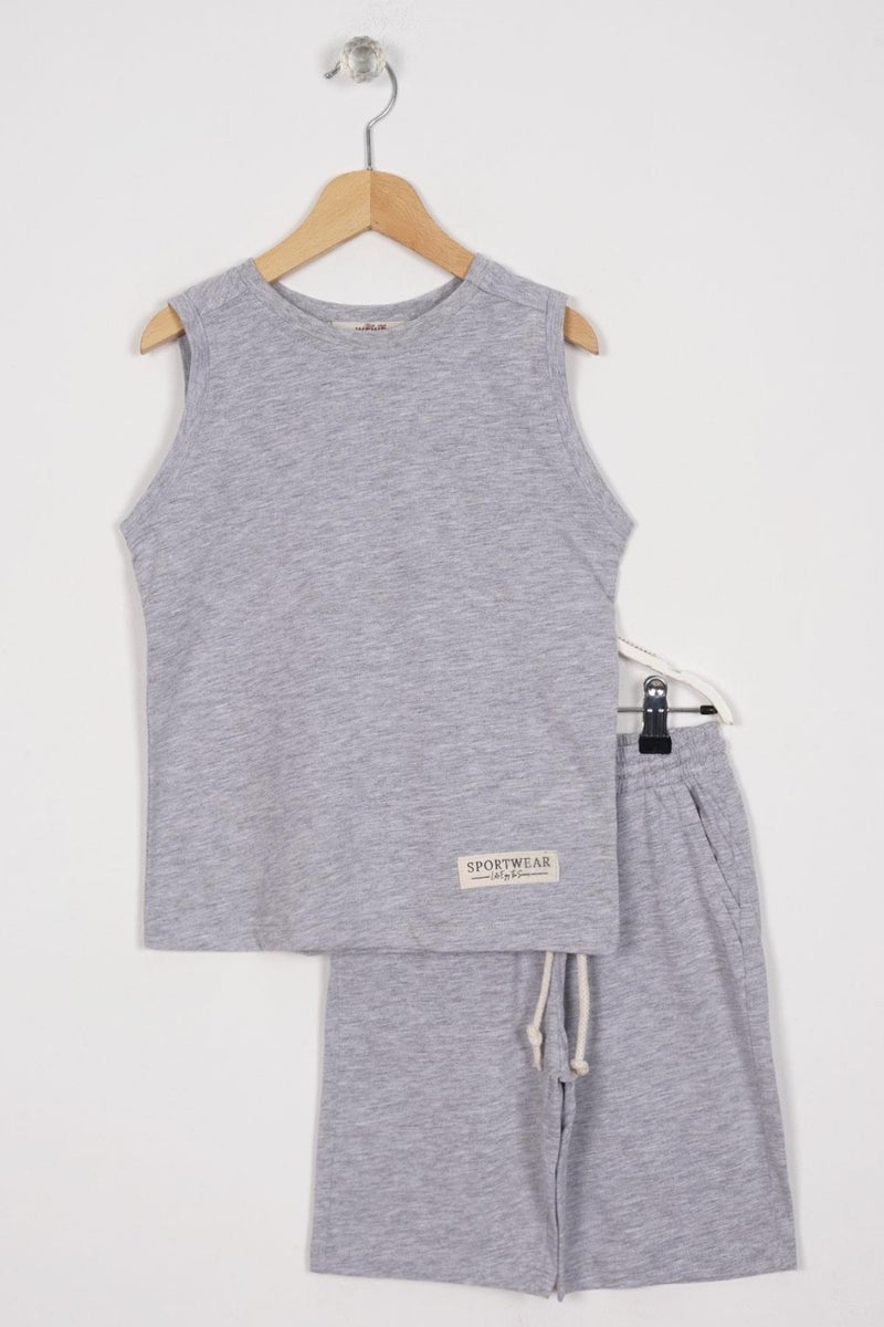 Zepkids Sport Wear Emblem Gray Color Boy Capri Set  - Image 1