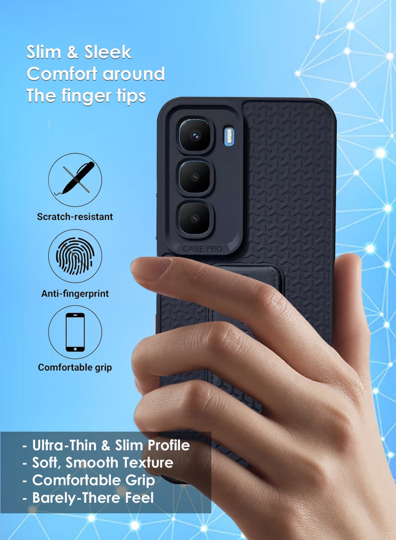 Infinix Hot 60 5G Hand Grip Case Cover - Magnetic Hand Grip Holder & Kickstand - Strong Grip for Magnetic Car Holder, Stylish Silicone Case & Functional, Ultimate Convenience & Hands-Free Viewing - Black - Image 4