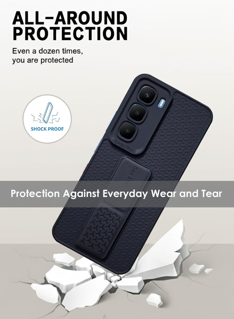 Infinix Hot 60 5G Hand Grip Case Cover - Magnetic Hand Grip Holder & Kickstand - Strong Grip for Magnetic Car Holder, Stylish Silicone Case & Functional, Ultimate Convenience & Hands-Free Viewing - Black - Image 3