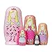 Tphon 5 Pieces Cute Nesting Dolls Matryoshka Doll Russian Handmade Wooden Dolls Cartoon Angel Girl Pattern Toy Gift 6 Tall - Image 3