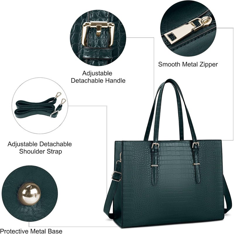 Lubardy Laptop Bag for Women 15.6 inch Laptop Tote Bag Leather Classy Computer Briefcase - Image 3