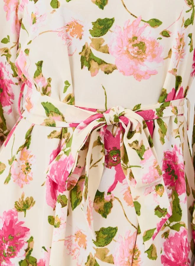 Take Two Take Two Floral Print Balloon Sleeve A-Line Midi Dress