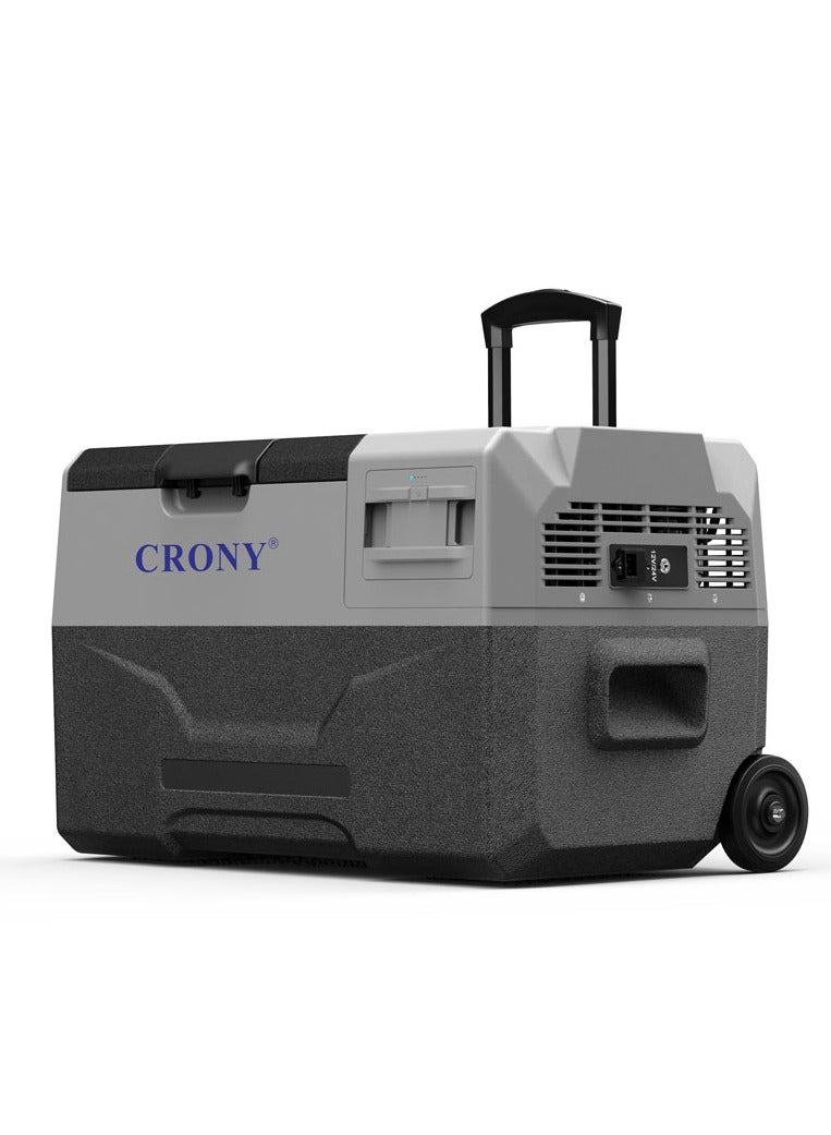 CRONY CX30 Car Refrigerator 30L with Detachable Lithium Battery, -20°C to 20°C, Camping Fridge Freezer, DC 12V/24V, Dual Power, Solar Compatible, Trolley Wheels, 30L Portable Car Refrigerator With Detachable Lithium Battery, -20°C To 20°C Adjustable 