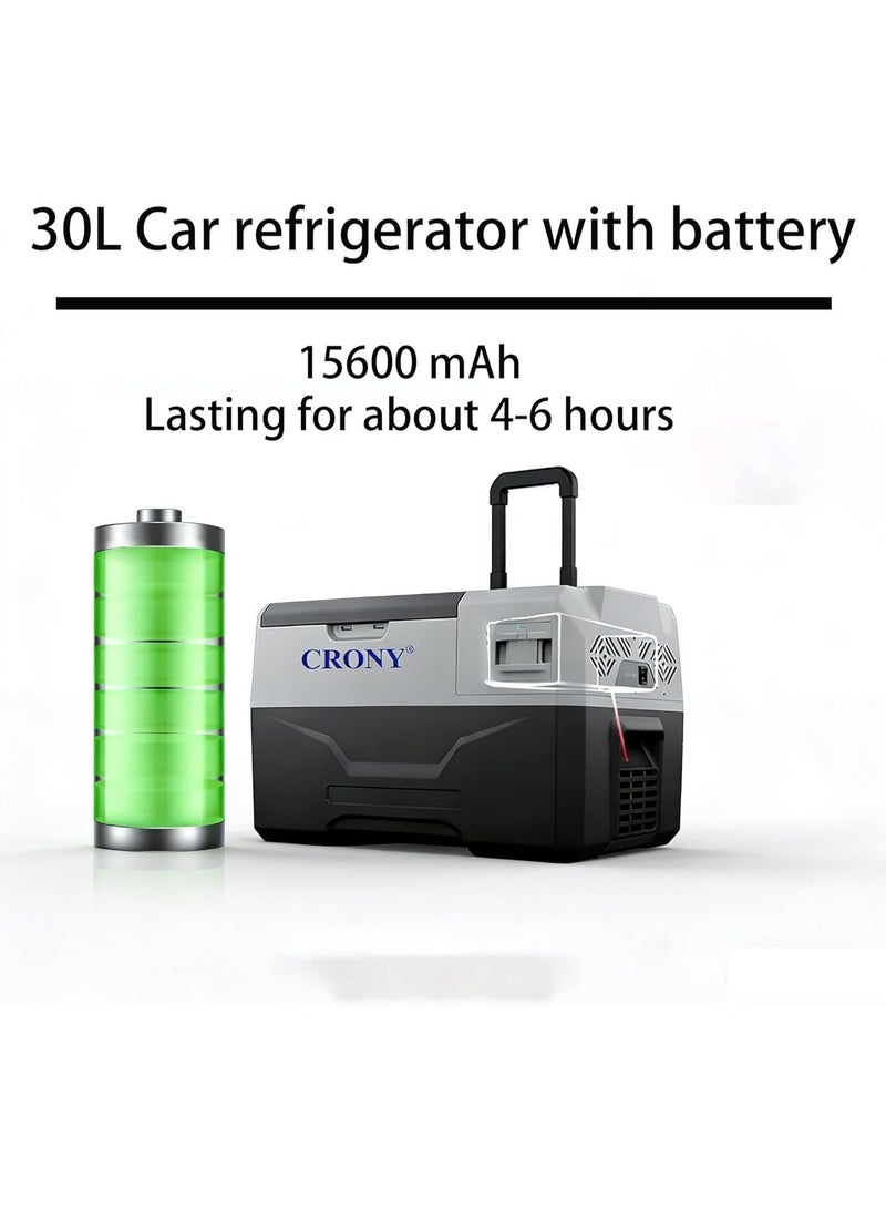 كروني ثلاجة سيارة كروني CX30 سعة 30 لترًا مع بطارية ليثيوم قابلة للفصل، نطاق درجة حرارة قابل للتعديل من -20 درجة مئوية إلى 20 درجة مئوية، ثلاجة وفريزر للتخييم، تعمل بجهد 12/24 فولت تيار مستمر، طاقة مزدوجة، متوافقة مع الطاقة الشمسية، مزودة بعجلات جر، ثلاجة سيارة محمولة سعة 30 لترًا مع بطارية ليثيوم قابلة للفصل، نطاق درجة حرارة قابل للتعديل من -20 درجة مئوية إلى 20 درجة مئوية، طاقة مزدوجة (12/24 فولت تيار مستمر وبطارية)، متوافقة مع الطاقة الشمسية، لوحة تحكم LCD، عجلات جر، موفرة للطاقة، تصميم خارجي متين - مثالية للتخييم والرحلات البرية والاستخدام في المناطق النائية - Image 4