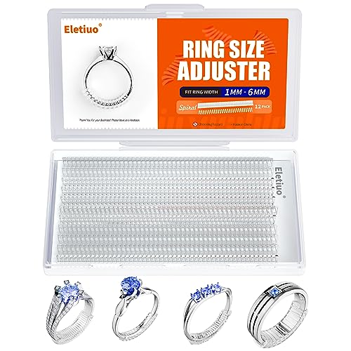 ELETIUO Ring Size Adjuster for Loose Rings,12 Pack-4 Sizes Invisible Transparent Silicone Guards Clip Jewelry Fitter Resizer,Fit Almost Any Ring for Women and Men - Image 1