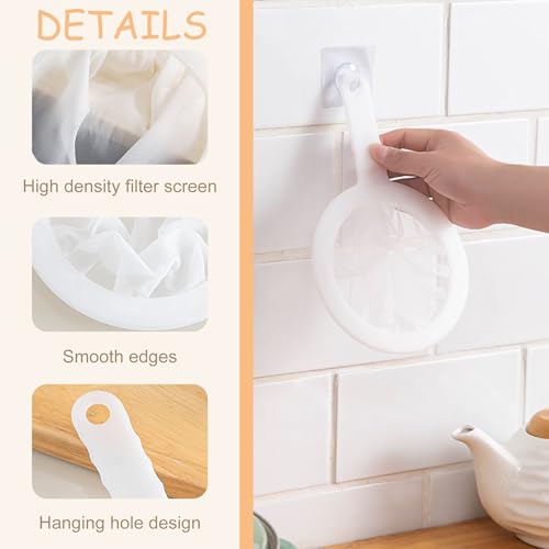 PRINKROOMY Fine Mesh Strainer with Handle, Nylon Filter Sieve for Kitchen Use, Ideal for Coffee Soy Milk Yogurt Juice Filtering (200Mesh-1PCS) - Image 3