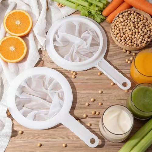 PRINKROOMY Fine Mesh Strainer with Handle, Nylon Filter Sieve for Kitchen Use, Ideal for Coffee Soy Milk Yogurt Juice Filtering (200Mesh-1PCS) - Image 2
