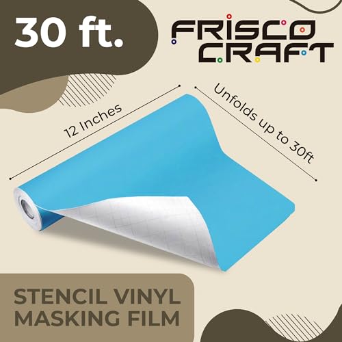 Frisco Craft Stencil Vinyl Masking Film - Compatible Stencil Vinyl for Cricut Machine, Silhouette, Cameo - Blue Removable Sheet - Easy to use, No Residue, Multi-Purpose (12” x 30ft) - Image 2