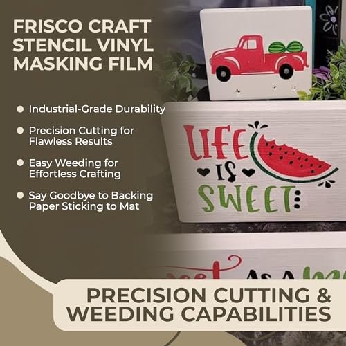 Frisco Craft Stencil Vinyl Masking Film - Compatible Stencil Vinyl for Cricut Machine, Silhouette, Cameo - Blue Removable Sheet - Easy to use, No Residue, Multi-Purpose (12” x 30ft) - Image 5