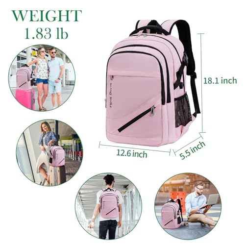 FENGDONG Large Laptop Backpack 173 inch Waterproof Travel College Backpack BookbagCrossbody Sling Bags for Men Women Business Backpack Light Pink - Image 3