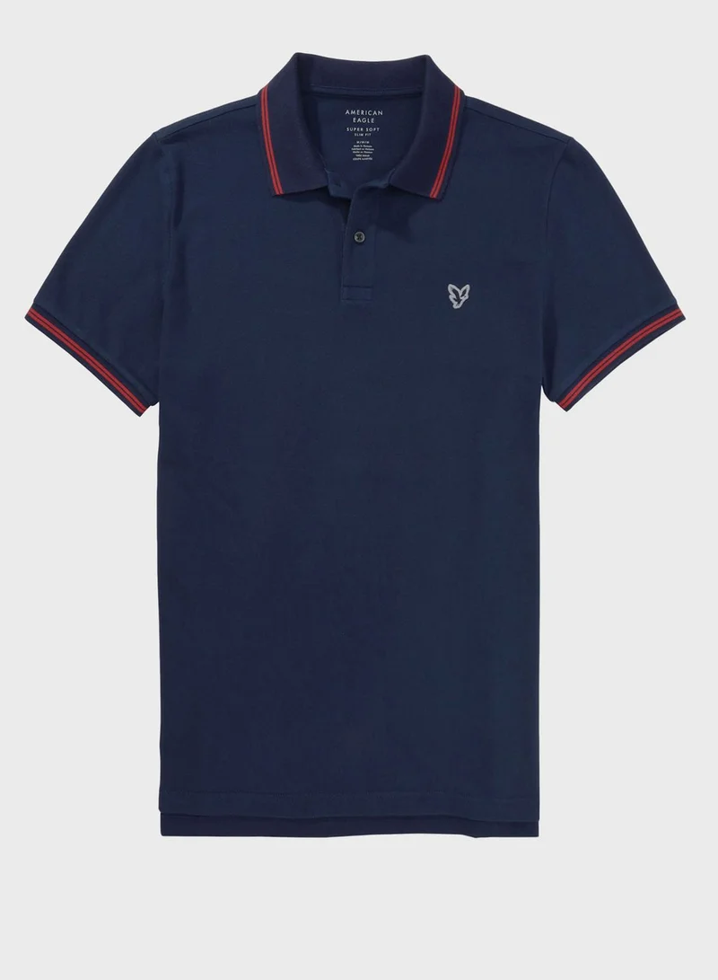 American Eagle Tipped Pique Polo