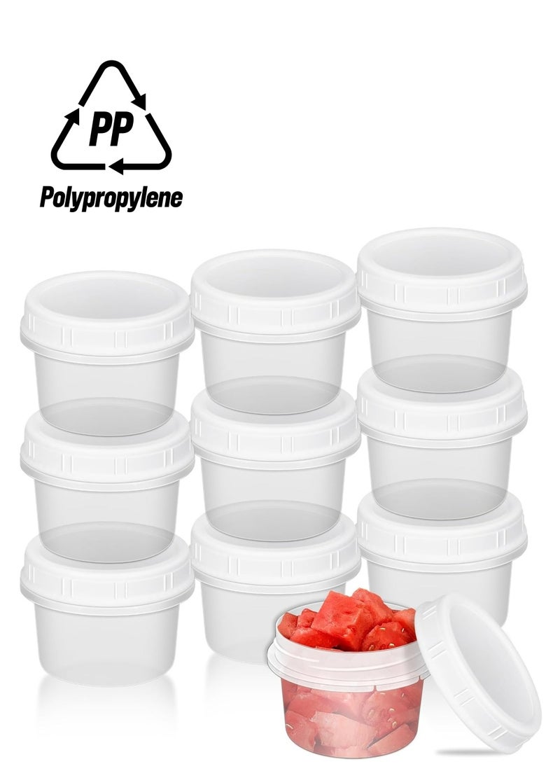 Oasisgalore 10 Pack 200ml Reusable Plastic Containers with Lids, Stackable Food Storage, Sauce Jars, Lunch Box Accessories - Image 1