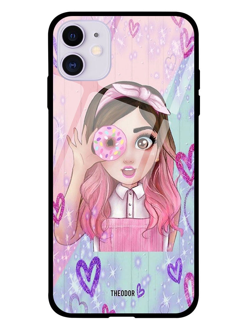 Theodor Protective Tempered Glass Case Cover IPHONE 12 6.1  Donut Love - Image 1