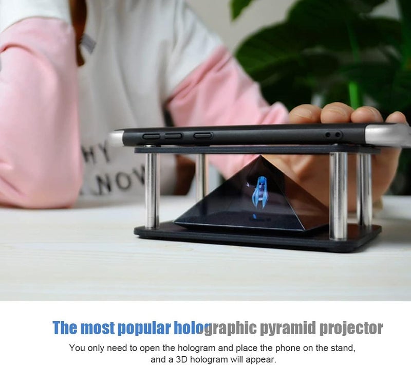 3D Holographic Display Stands Projector, 3.5-6Inch 360° Images Smartphone 3D Hologram Projector, Projector Stands Projector Pyramid for Personal Entertainment, Cartoon Interaction(Cylindrical) - Image 3