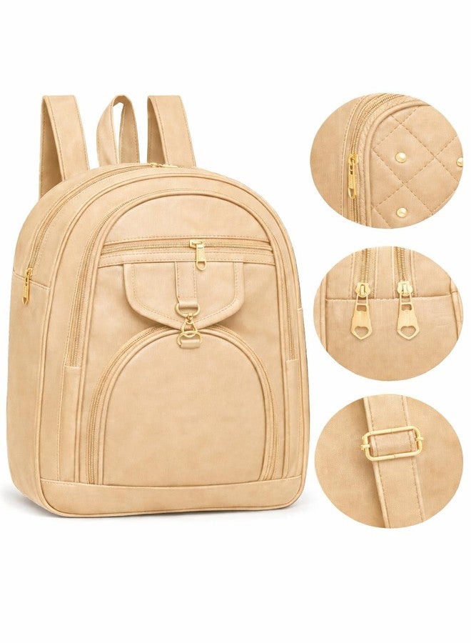 Womenâ€™s Casual Backpack for Girls, Stylish Cream Fashion Backpack with Front Zip Pocket, Daily Use College Travel Bag - Image 2