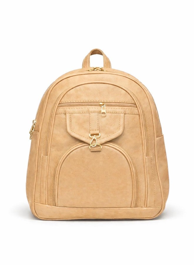 Womenâ€™s Casual Backpack for Girls, Stylish Cream Fashion Backpack with Front Zip Pocket, Daily Use College Travel Bag - Image 1