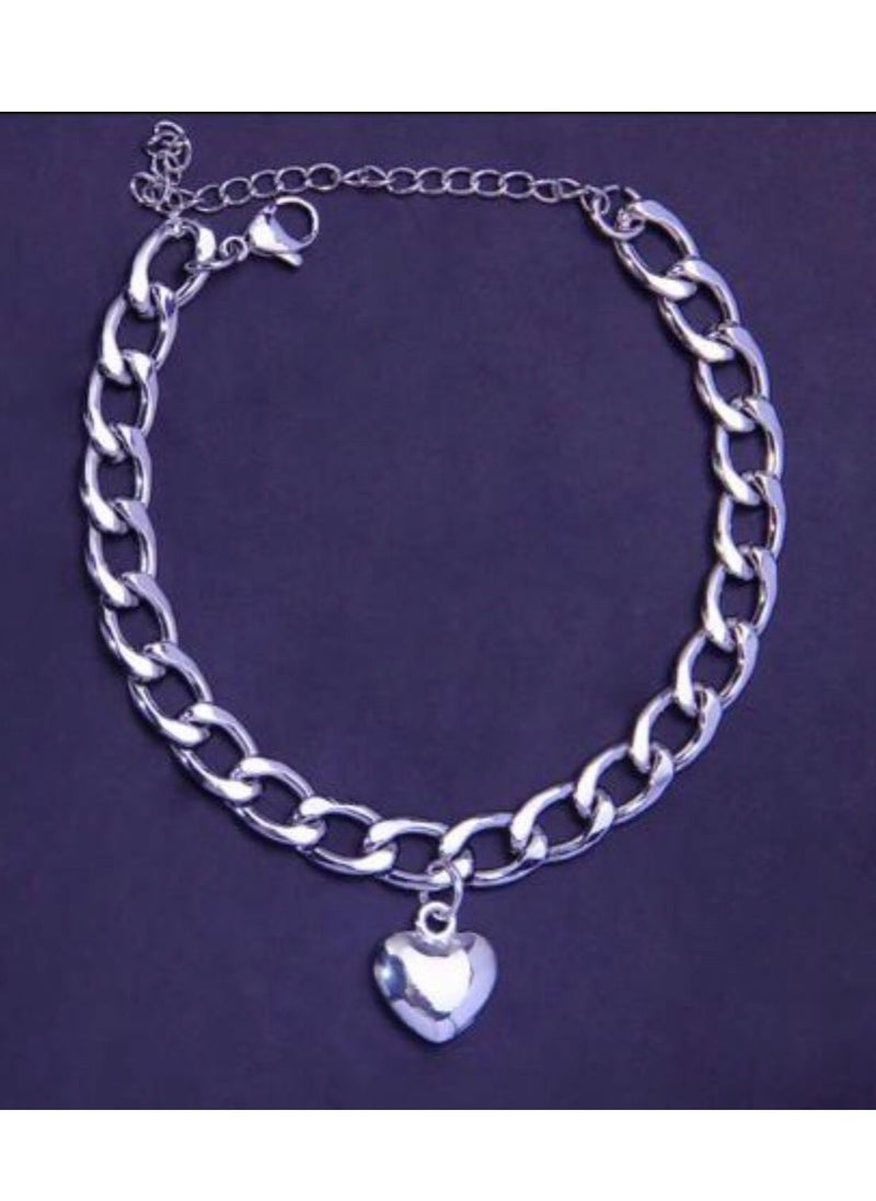 Jewelry 4You - 925 Silver Plated Heart Anklet - Image 1
