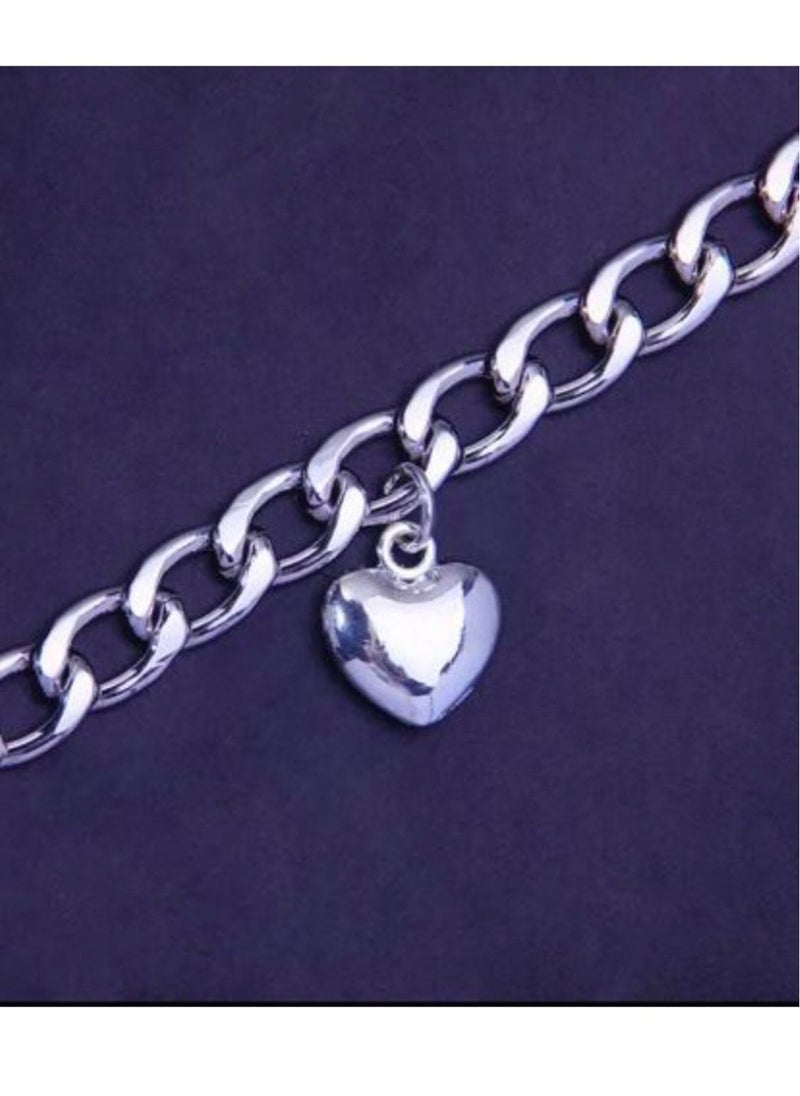 Jewelry 4You - 925 Silver Plated Heart Anklet - Image 1