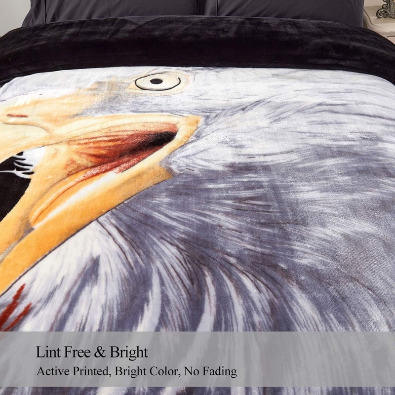 JML Fleece Blanket King Size 85" x93", Plush Korean Style Mink Blanket - 10 Pounds, 2 Ply A&B Printed, Silky Soft and Warm Raschel Bed Blanket, Eagle/Lion - Image 5