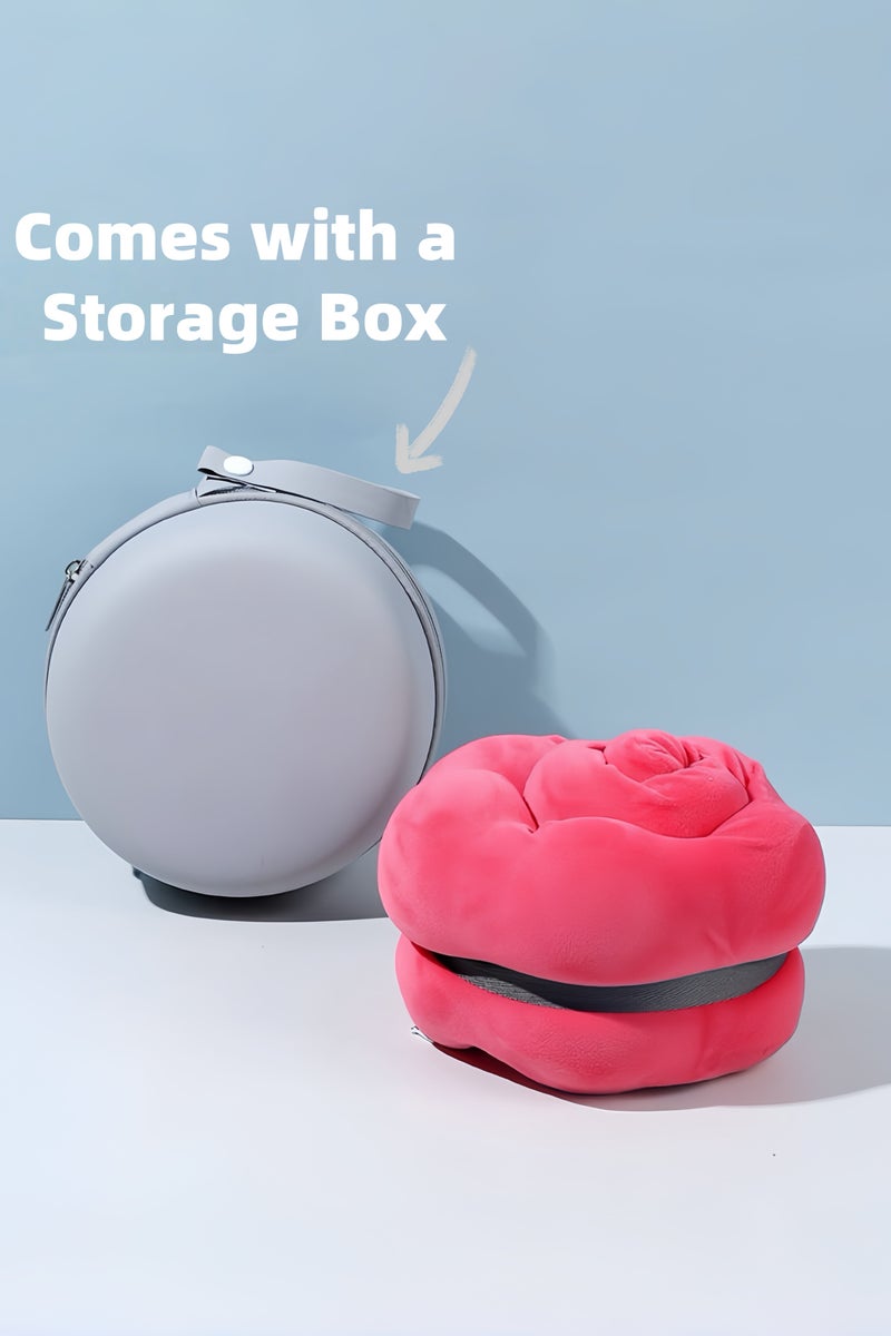 إسكدنيا وسادة رقبة زرقاء لطيفة من الفوم المرن – قابلة للطي ومريحة بغطاء قابل للغسل وصندوق تخزين للسفر بسهولة - Image 3