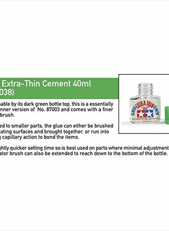 Tamiya - Tamiya 87038 Extra Thin Cement Glue Fine Tip 40ml 2 Pack - Image 1