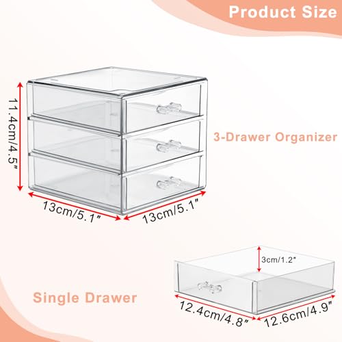 BTSKY Clear Acrylic Storage Organizer with Drawers, 3-Layer Desktop Organizer for Office Essentials, Multi-Purpose Stackable Container for Bathroom Vanity, Desk Makeup Jewelry Container Storage Box - Image 3