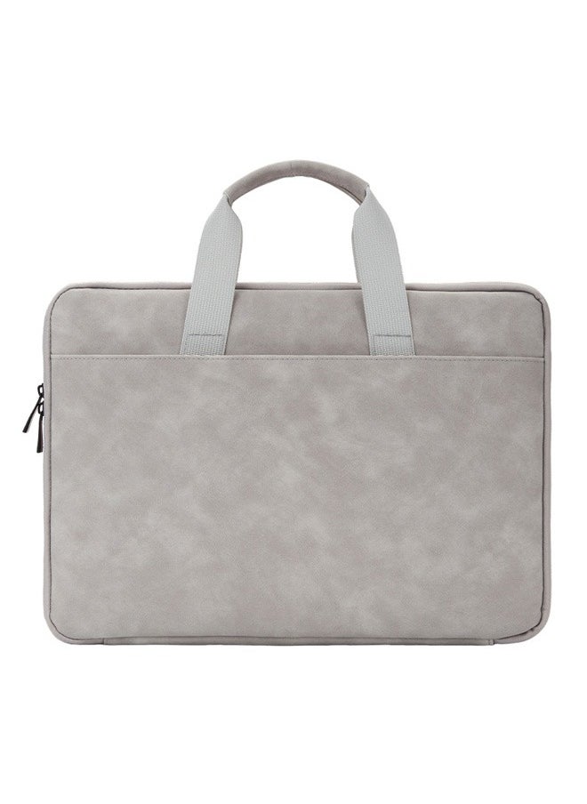 Generic New PU Nubuck Leather Laptop Bag for 15-16 Inch MacBook Pro/Dell XPS, Full Open Shockproof Briefcase with Water-resistant Lining & Anti-Scratch Padding, Business Computer Bag for Work Travel Commute(Grey)  - Image 1