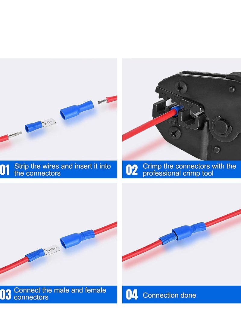 Excefore Nylon Spade Quick Disconnect Connectors Kit, 280pcs/set 2.8mm /4.8mm/6.3mm Male/Female Insulated Terminals + Crimp Wire Connector  - Image 4
