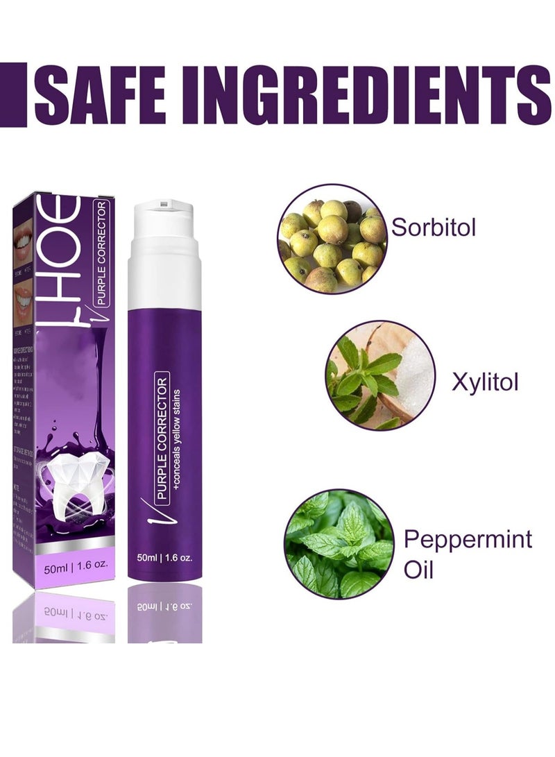 EELHOE Teeth Whitening Purple Toothpaste Bleaching Colour Corrector Toothpaste - Image 5