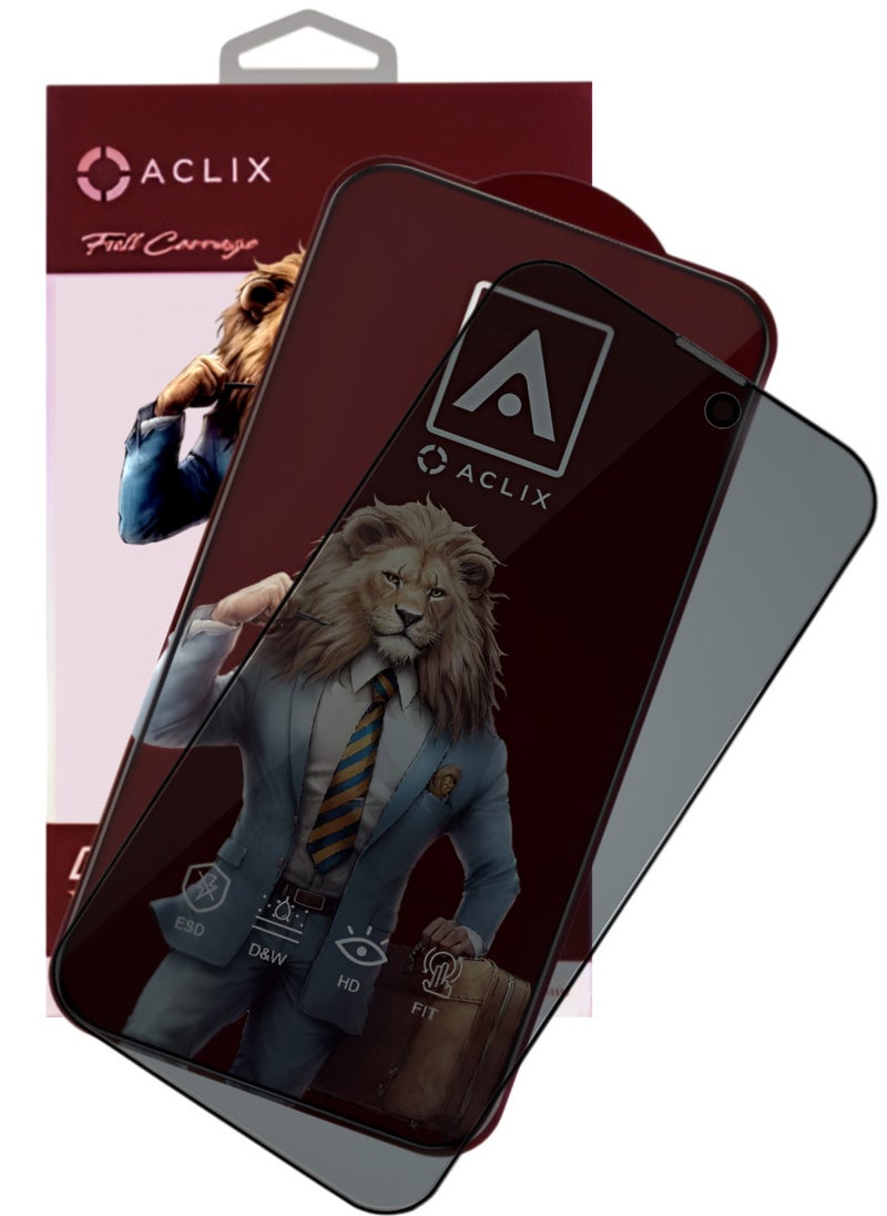 ACLIX Antistatic ESD Dustproof Premium Quality High Definition Anti-Spy Privacy Tempered Glass Screen Protector Designed For  iPhone 15 Pro - Image 1