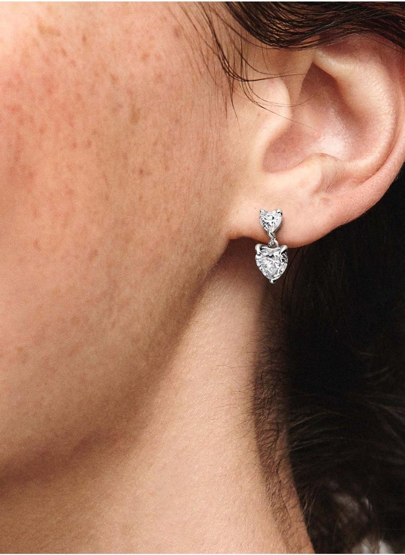 باندورا أقراط كبس لامعة على شكل قلب - Image 3