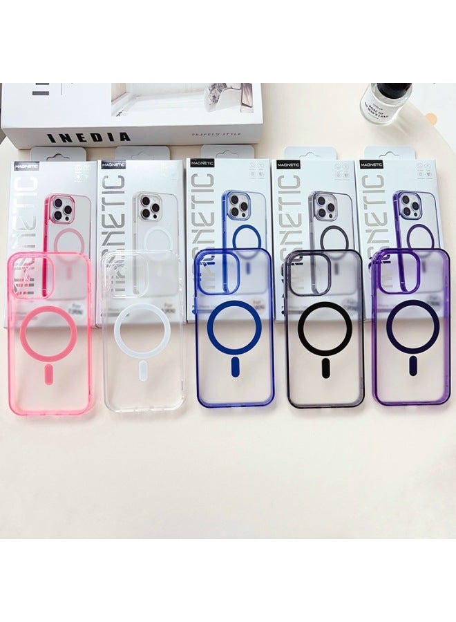 Applicable To IPhone15 Transparent Color Magnetic Phone Case MagSafe Apple 14Pro Acrylic 13 Drop-resistant Case Wholesale-Color:Frosted Transparent Magnetic Shell  Boxed-Applicable Model:iPhone 13Pro Max
