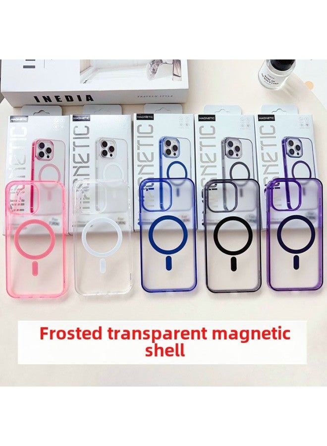 Applicable To IPhone15 Transparent Color Magnetic Phone Case MagSafe Apple 14Pro Acrylic 13 Drop-resistant Case Wholesale-Color:Frosted Transparent Magnetic Shell  Boxed-Applicable Model:iPhone 13Pro Max