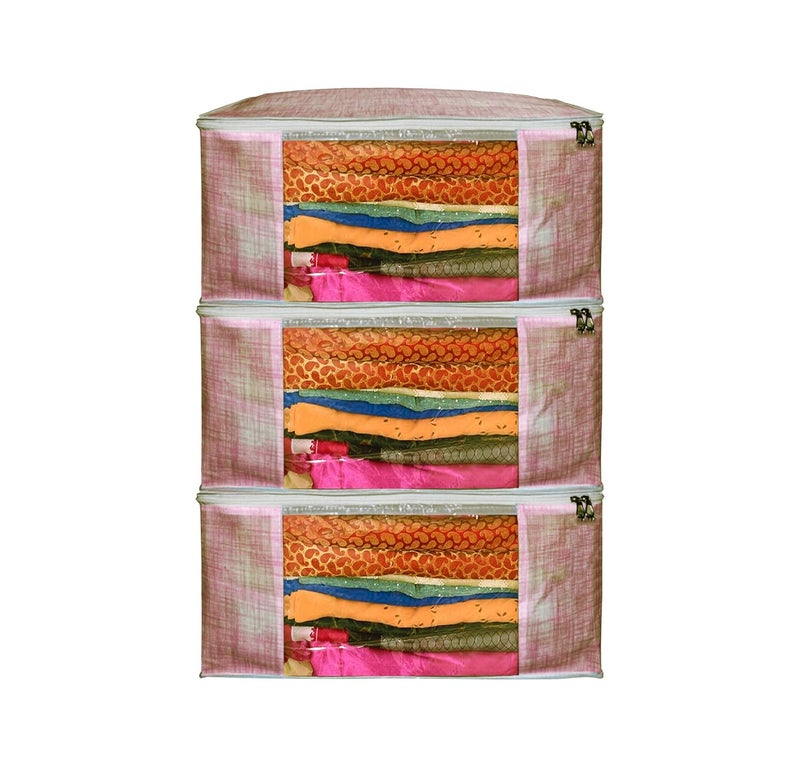 Shaping Fabric Garment Cover - Non-Woven 90 GSM with Transparent Window & Double Metal Zipper - Pack of 3 - Image 1