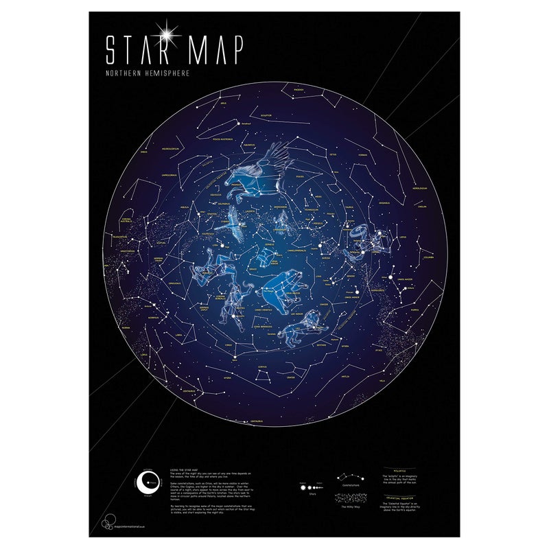 Maps International Glow in The Dark Constellation Map – Illuminates After Dark – 33 x 23 - Image 1