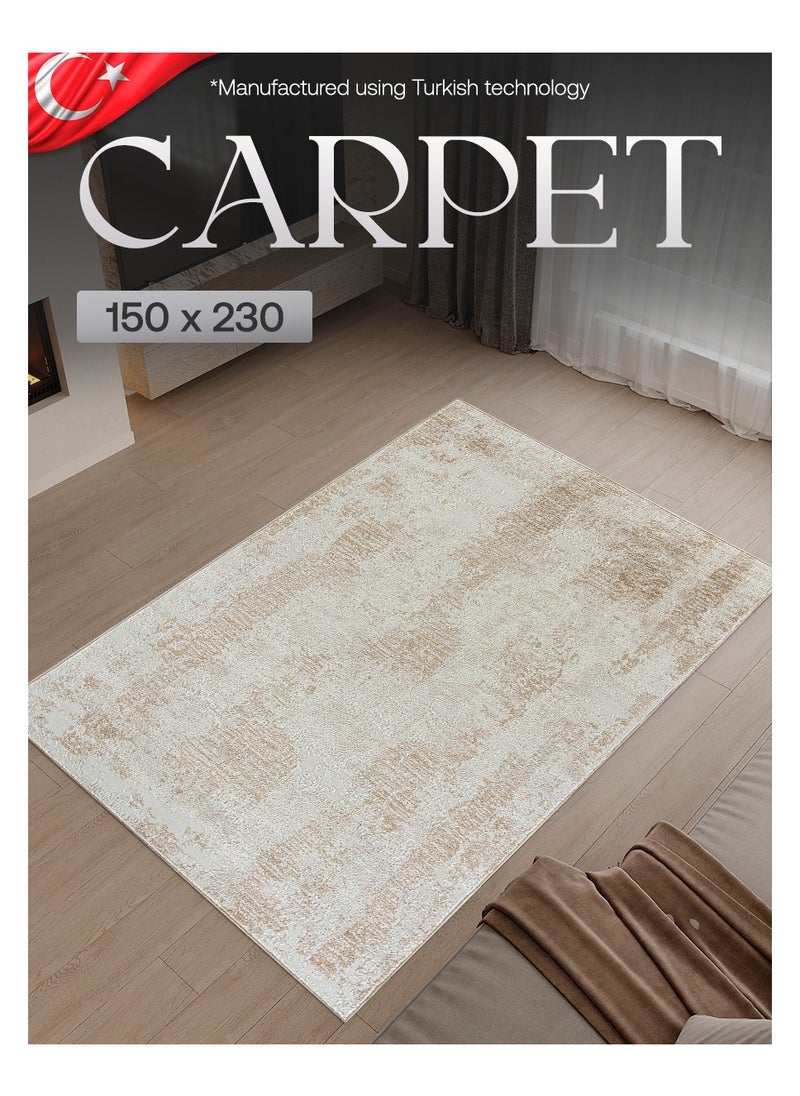 Generic Modern Vintage Style Area Rug Non-Slip Super Soft Touch Living Room Bedroom Floor Decoration Carpet Beige Natural Light Rectangular 150x230 cm  - Image 1