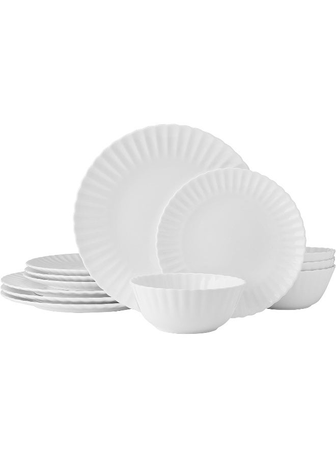 Mikasa Isadora Scalloped Bone China Lightweight Chip Resistant 12 Piece Dinnerware Set Service for 4 - Image 1