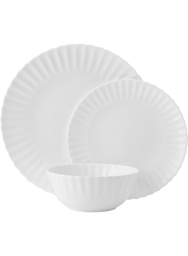 Mikasa Isadora Scalloped Bone China Lightweight Chip Resistant 12 Piece Dinnerware Set Service for 4 - Image 2