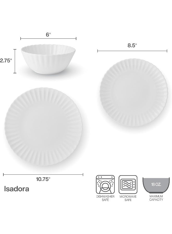 Mikasa Isadora Scalloped Bone China Lightweight Chip Resistant 12 Piece Dinnerware Set Service for 4 - Image 3