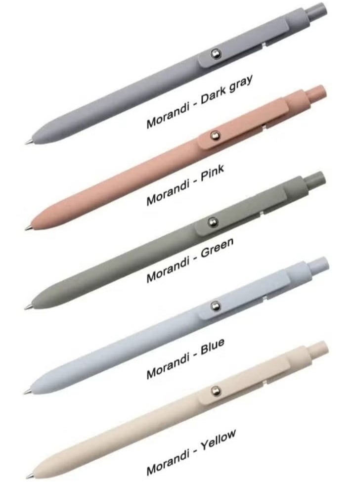 Generic 5pcs Gel Pens Set Quick Dry Black Ink Rolling Ball Pen Fine Point 0.5mm Premium Retractable Gel ink PensSmooth Writing (Morandi 5 pens)  - Image 2