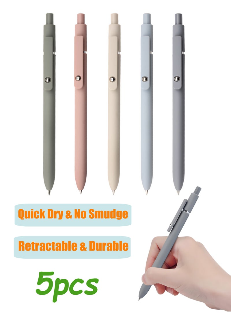 5pcs Gel Pens Set Quick Dry Black Ink Rolling Ball Pen Fine Point 0.5mm Premium Retractable Gel ink PensSmooth Writing (Morandi 5 pens) - Image 1