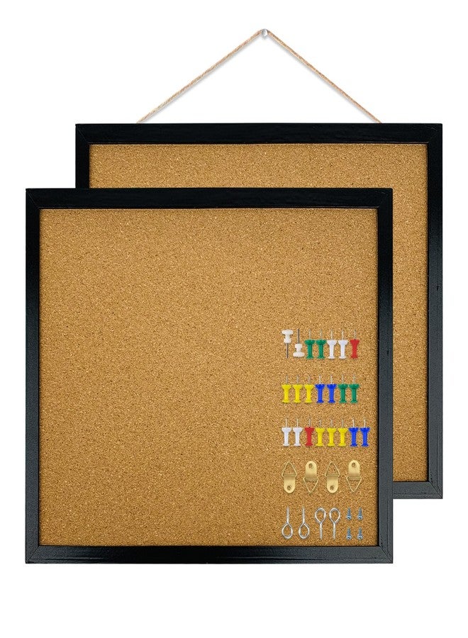 GDMINLO 2 Pack Black Cork Bulletin Board, 17.7 X 13.3 inches with Oak Wood Finish Frame, for Wall Office Home and School (Pins, Eye Bolts, gaskets, Screws) - Image 2