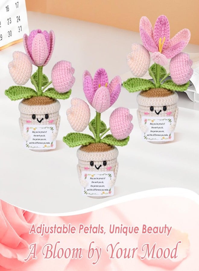 Lowealuk Handmade Positive Tulip Flower - May You Be Proud of The Difference You Make - Emotional Support Crochet Tulip Flower with Card, Coworker Leaving Retirement Teacher Nurse Appreciation Gift for Women - Image 4