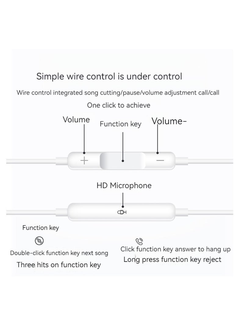 Generic In-ear wired earphones, gaming earphones with microphone, wire-controlled music universal earphones (white)  - Image 3