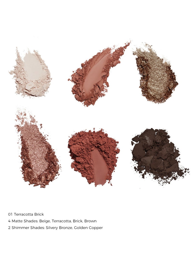 Flower Knows Butterfly Cloud Collar Embossed Six-Color Makeup Palette For Matte And Shimmer Finish - 01 Terracotta Brick  - Image 2