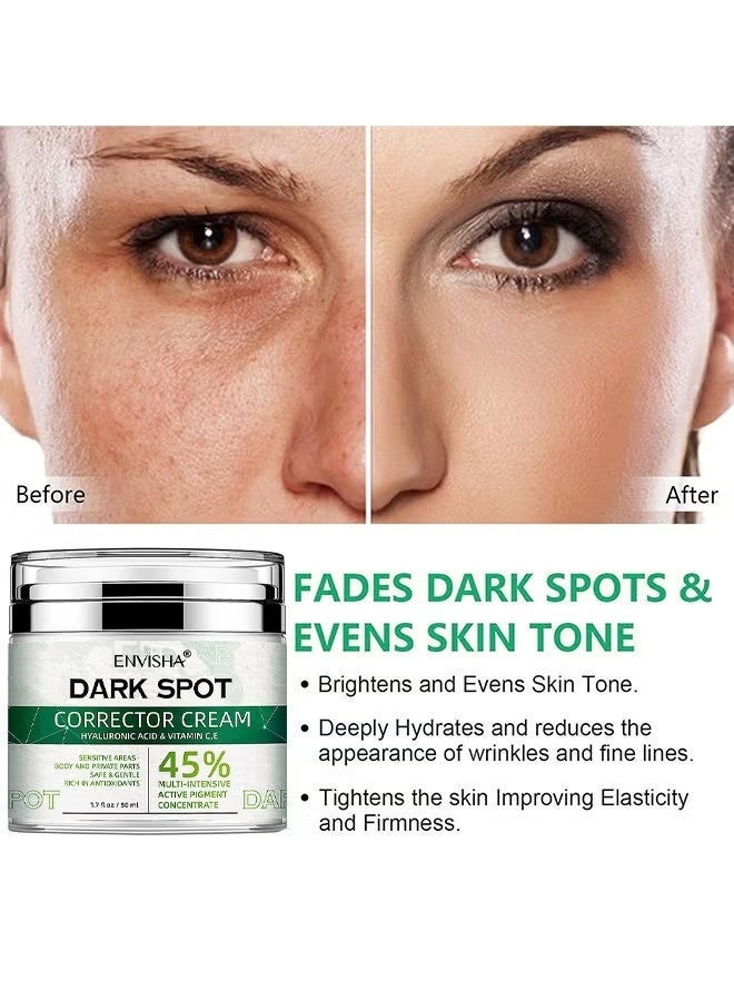 ENVISHA 45% Dark Spot Corrector Cream, Dark Spot Remover For Face, Dark Spot Corrector Cream For Age Spot, Blemish Spot, Melasma, Freckle, Sun Spots Remover And Blemish Reducer For Women Or Men, 50ML - Image 2