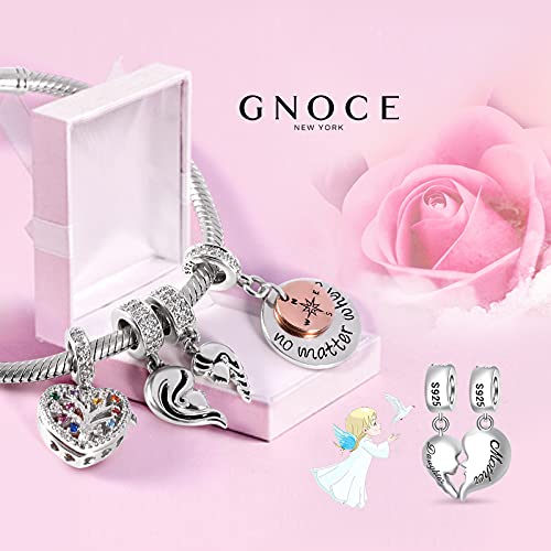 GNOCE [2 Pack Mother and Daughter Charms for Bracelet/Necklace 925 Sterling Silver Mom Love Heart Dangle Charms for Women Mom Mother's Day Gift - Image 4